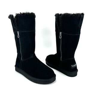 Koolaburra By Ugg Black Winter Boot Size 7 Suede Wool Lining Foldable Tall/Short